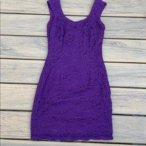 Aqua Purple Lace Fully Lined Mini Cocktail Semi Formal Dress